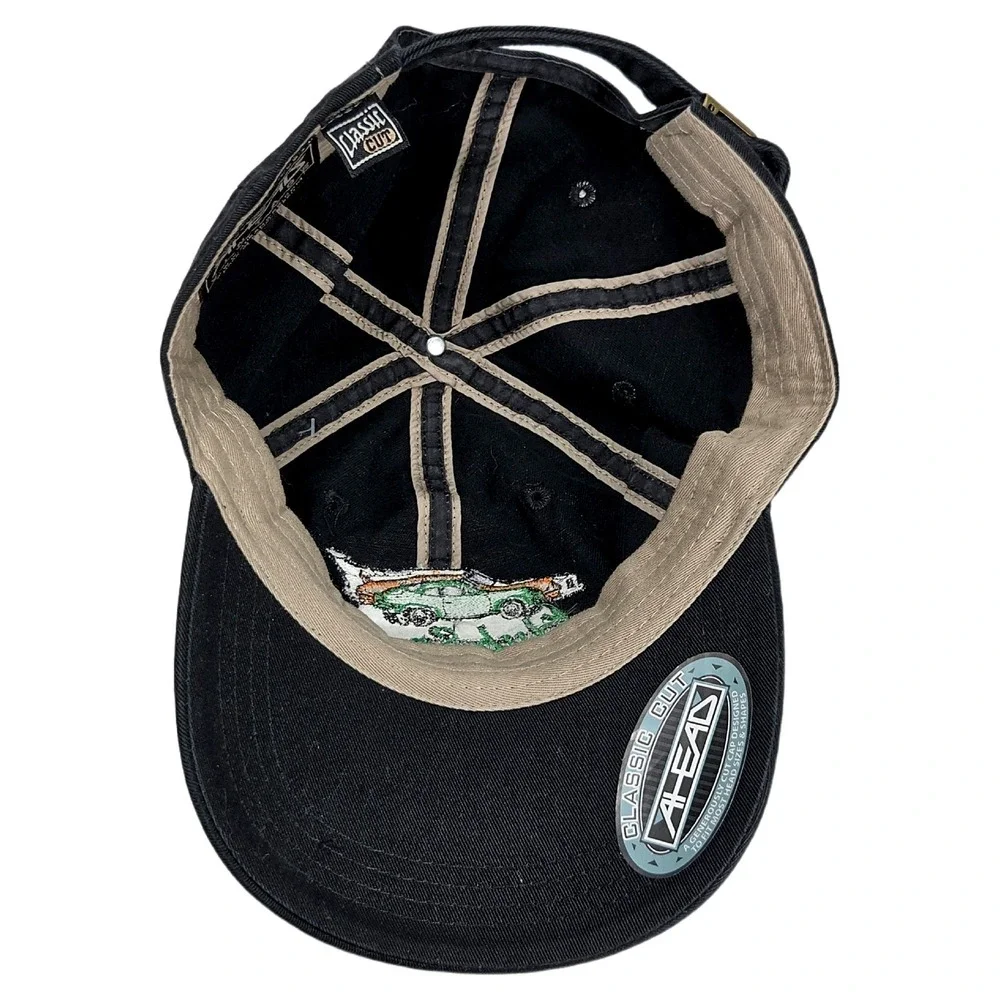 Ahead Klub Sport Racing Classic Cut Black Adjustable Cotton Strapback Cap NWT